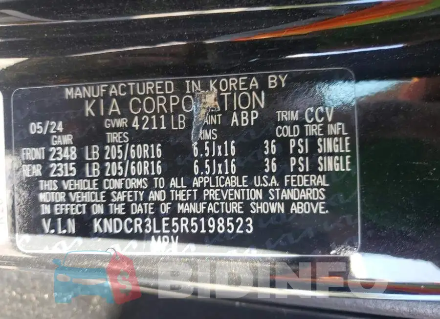 KNDCR3LE5R5198523 Photo# 12