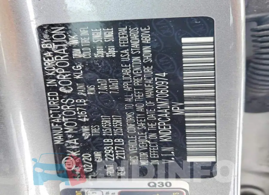 KNDEPCAA1M7060974 Photo# 13