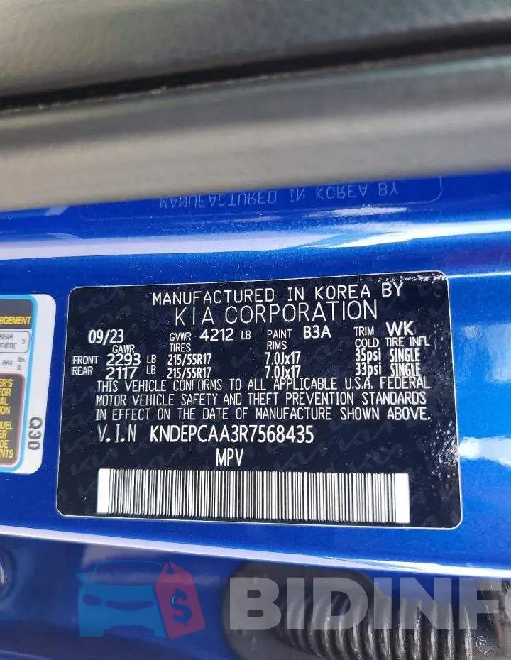 KNDEPCAA3R7568435 Photo# 13