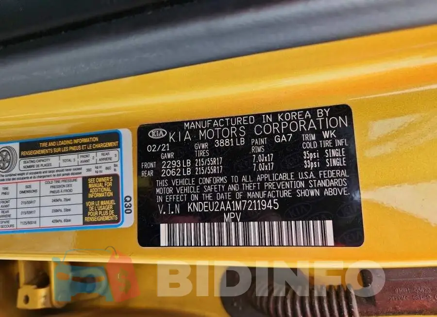 KNDEU2AA1M7211945 Photo# 14