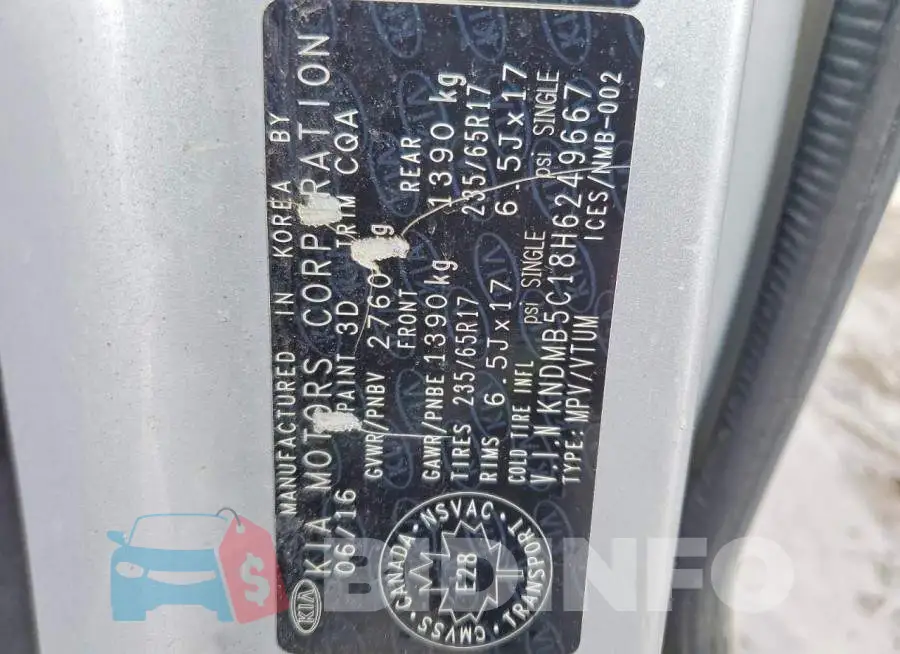 KNDMB5C18H6249667 Photo# 14