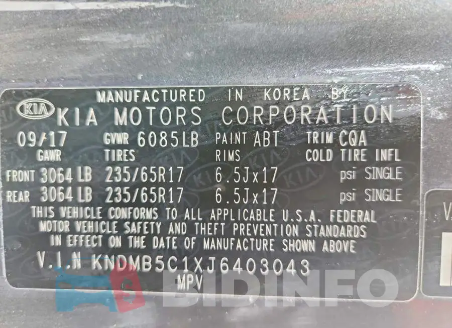 KNDMB5C1XJ6403043 Photo# 13
