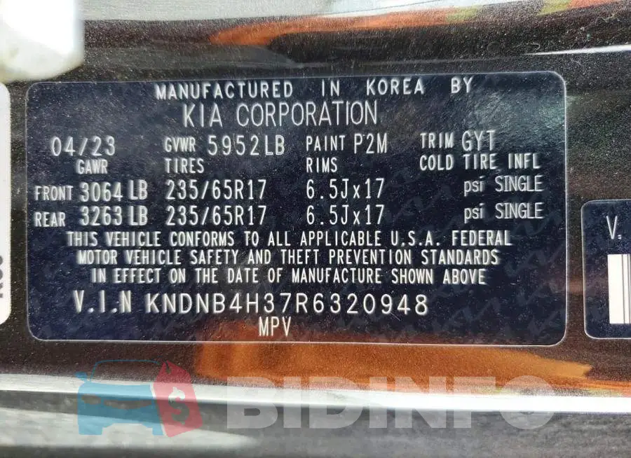 KNDNB4H37R6320948 Photo# 14