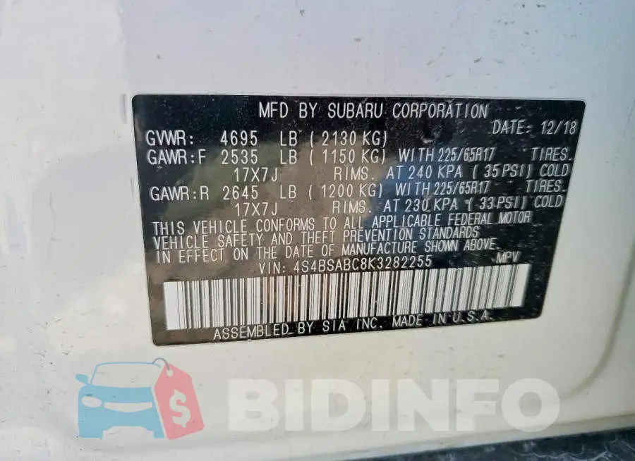 4S4BSABC8K3282255 Photo# 13
