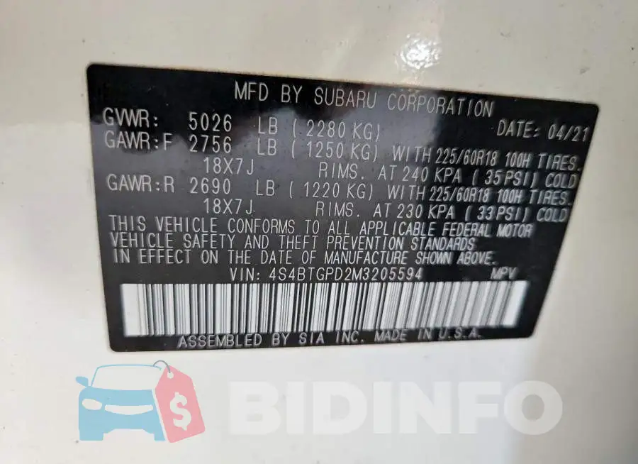 4S4BTGPD2M3205594 Photo# 13