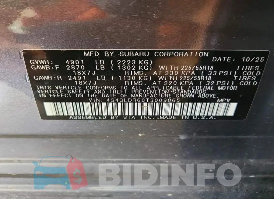 4S4SLDR68T3009865 Photo# 13