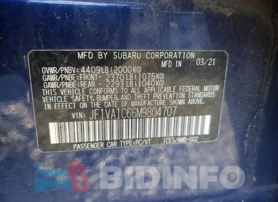 JF1VA1C66M9804707 Photo# 13