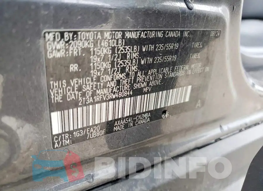 2T3A1RFV3RW480844 Photo# 13