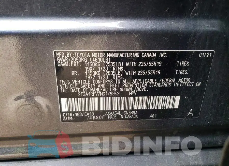 2T3A1RFV7MC179942 Photo# 14