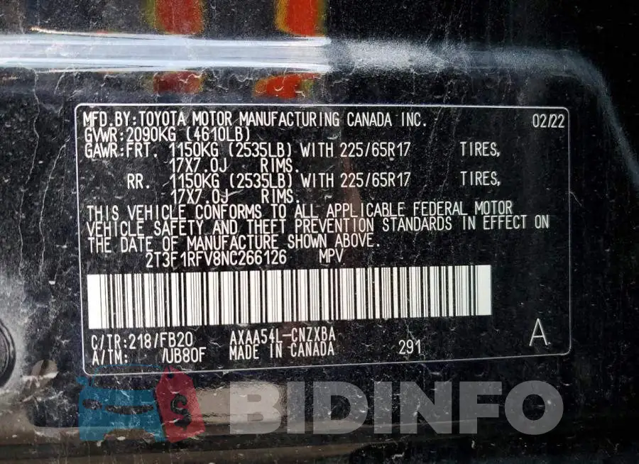 2T3F1RFV8NC266126 Photo# 14