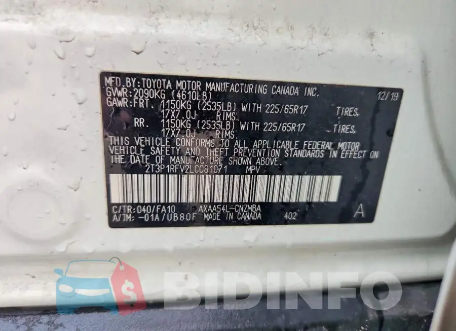 2T3P1RFV2LC081071 Photo# 12