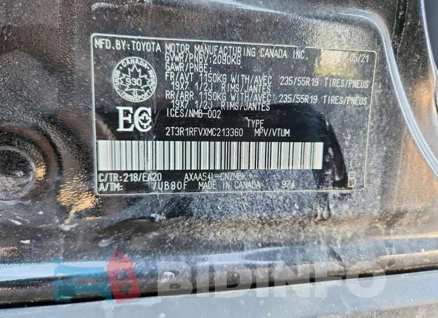 2T3R1RFVXMC213360 Photo# 13