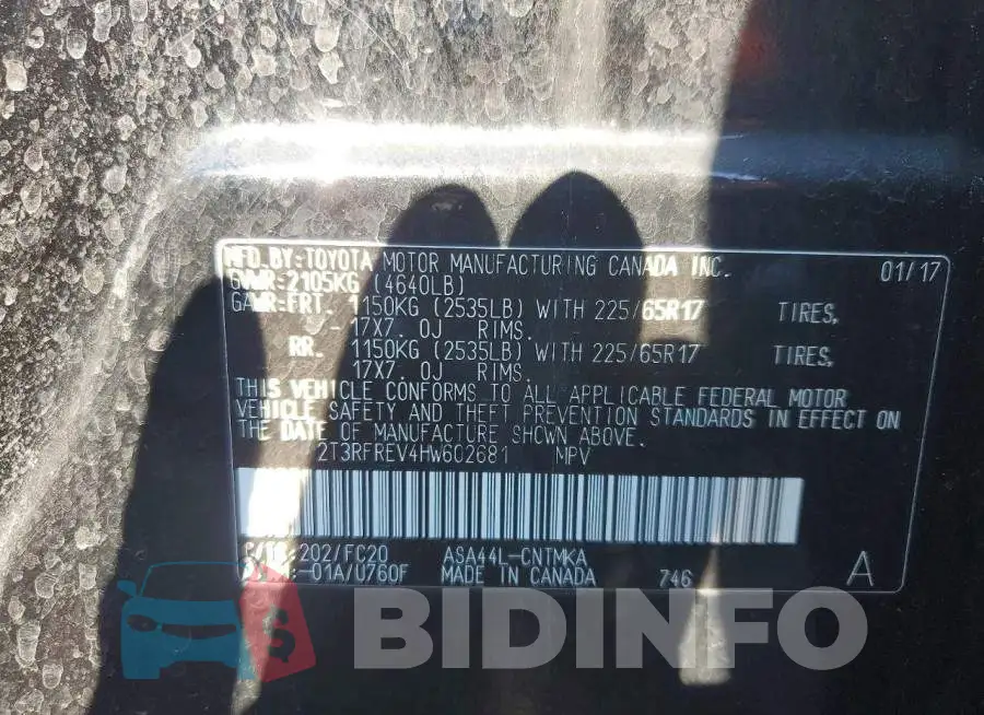 2T3RFREV4HW602681 Photo# 14