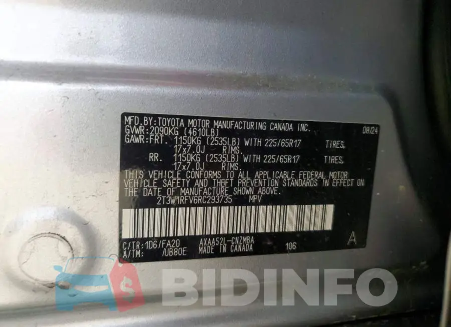 2T3W1RFV6RC293735 Photo# 13