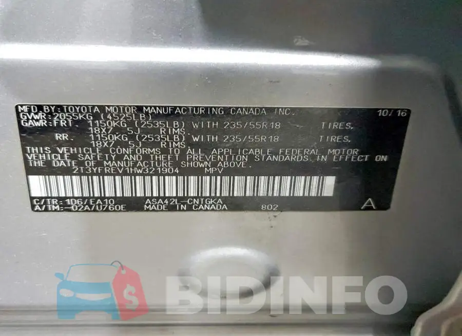 2T3YFREV1HW321904 Photo# 14