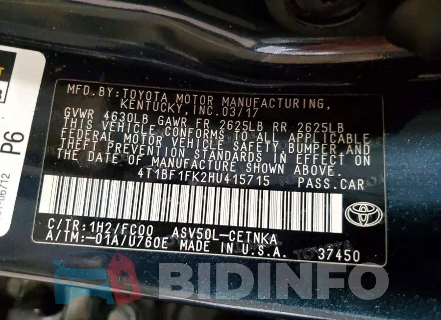 4T1BF1FK2HU415715 Photo# 13