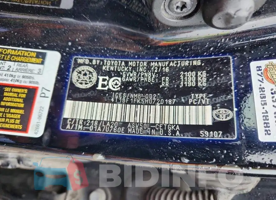 4T1BF1FK5HU720187 Photo# 13