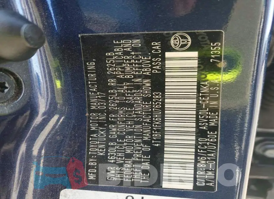 4T1BF1FK6HU765283 Photo# 12
