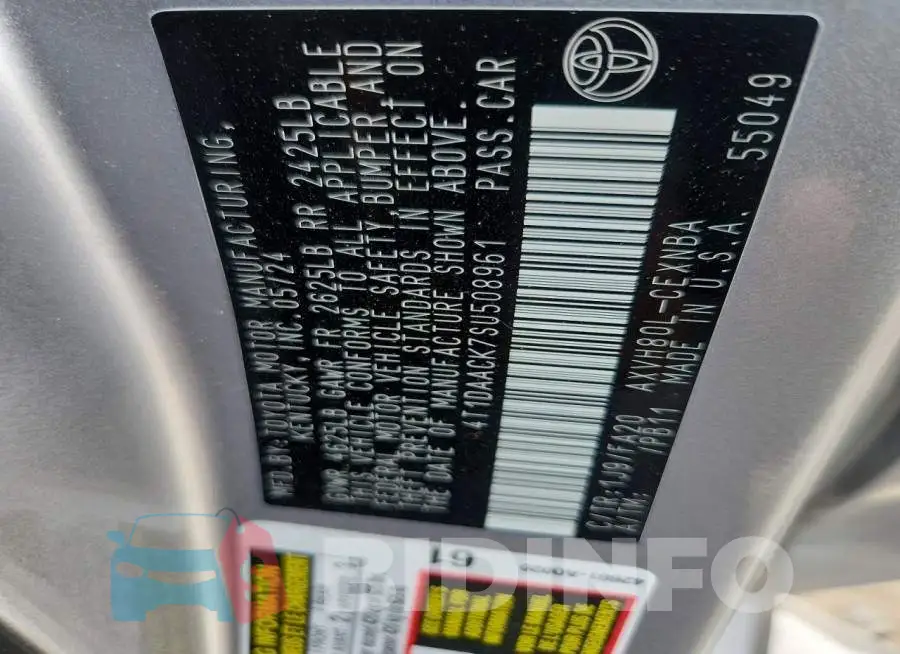 4T1DAACK7SU508961 Photo# 13