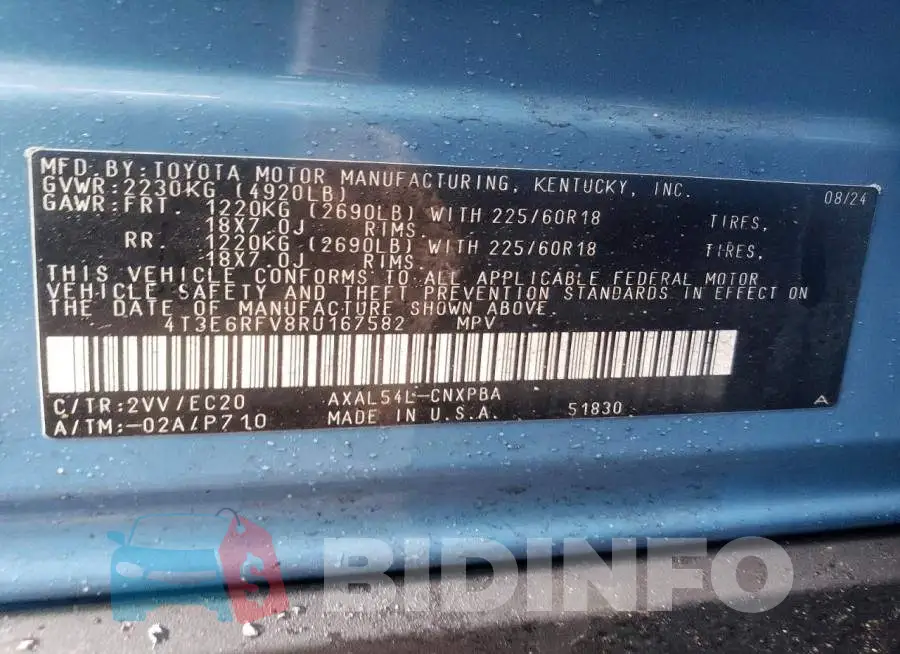 4T3E6RFV8RU167582 Photo# 13