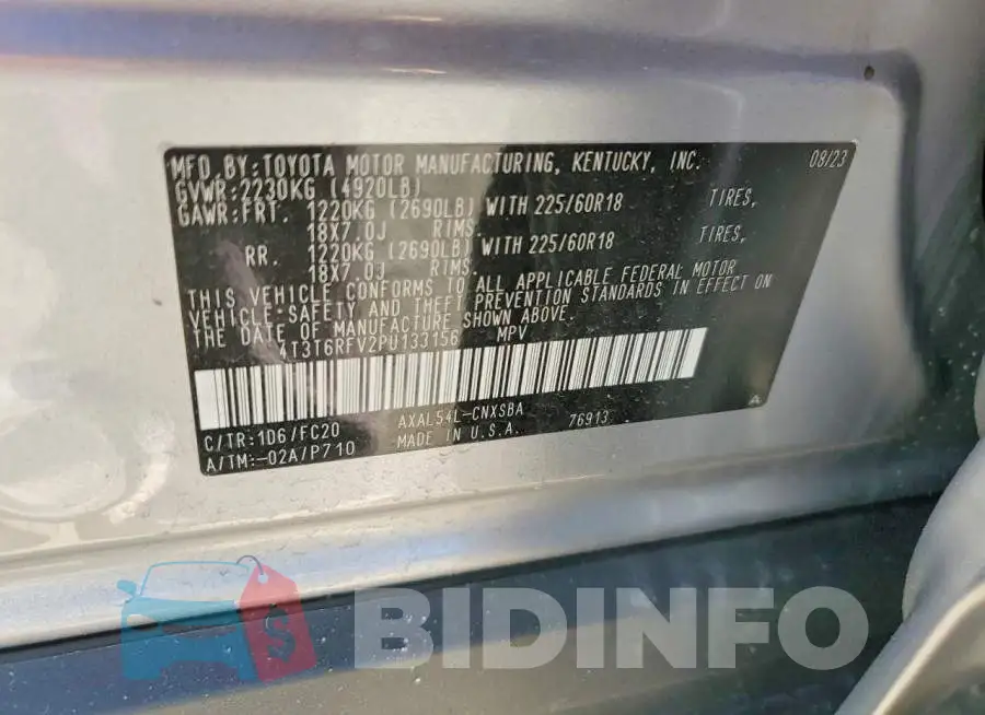 4T3T6RFV2PU133156 Photo# 11