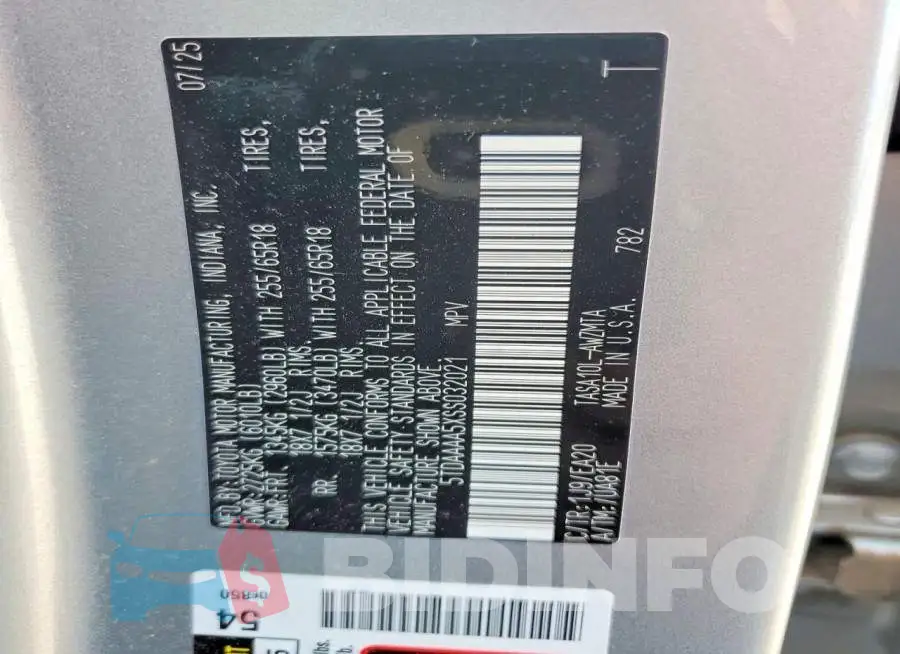 5TDAAAA5XSS032021 Photo# 13