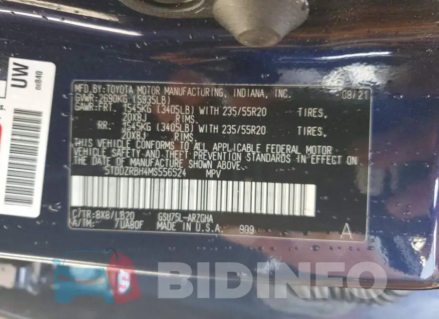 5TDDZRBH4MS556524 Photo# 13