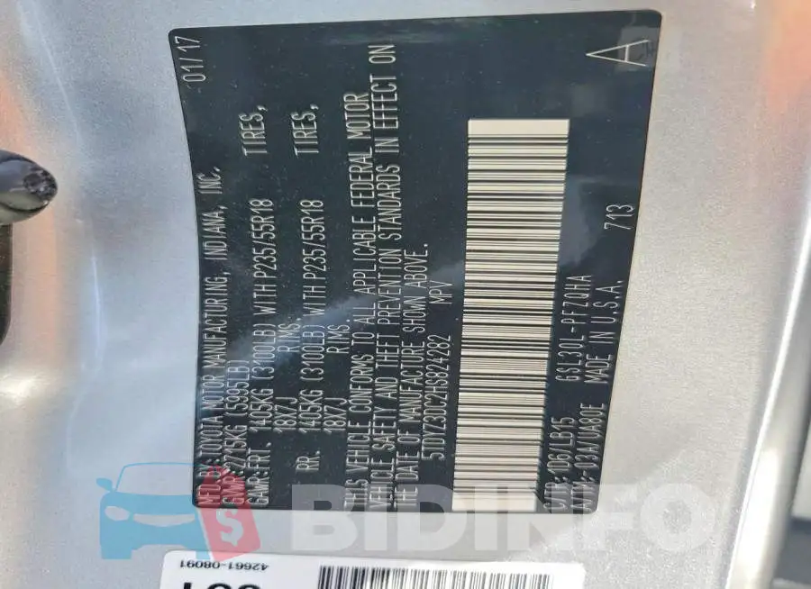 5TDYZ3DC2HS824282 Photo# 13