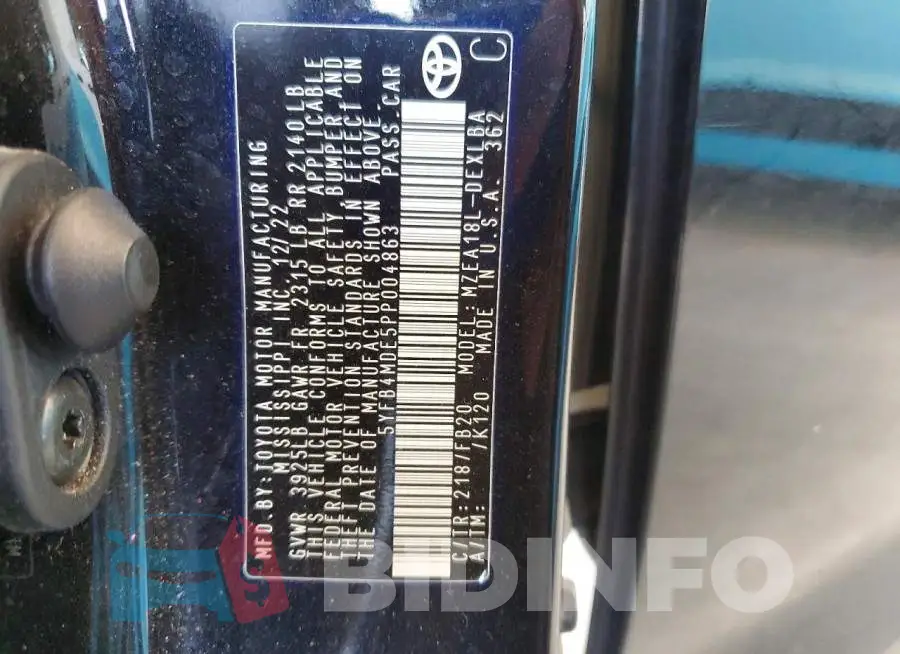 5YFB4MDE5PP004863 Photo# 12