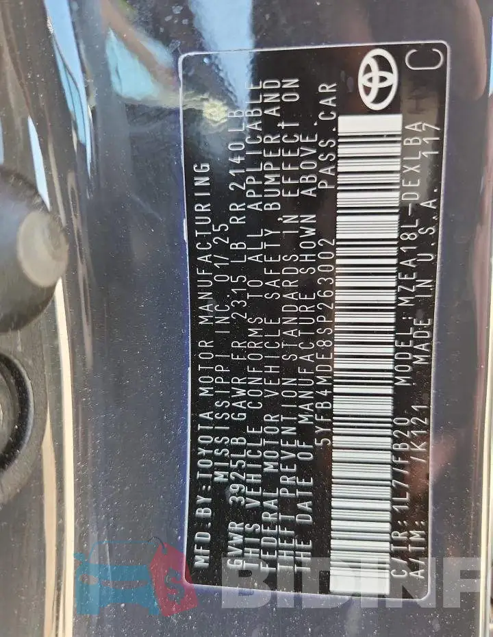5YFB4MDE8SP263002 Photo# 12