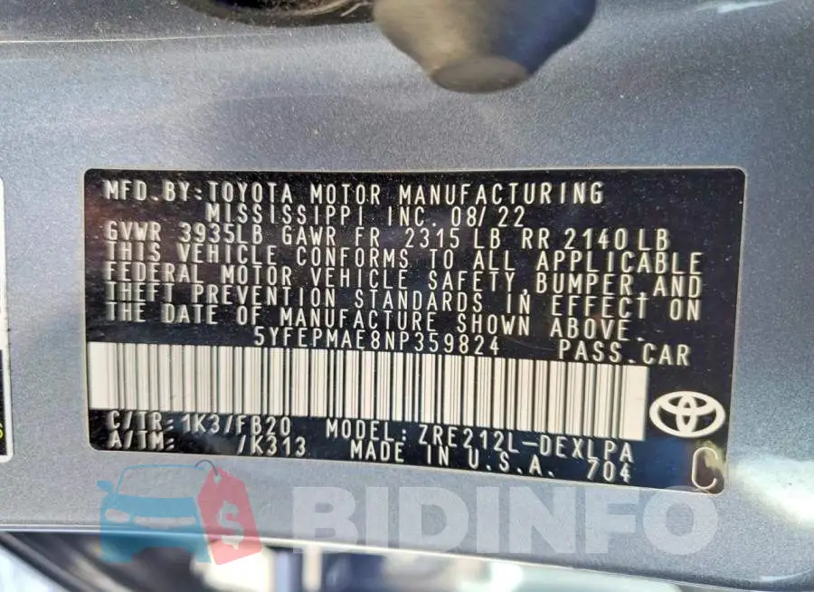 5YFEPMAE8NP359824 Photo# 12