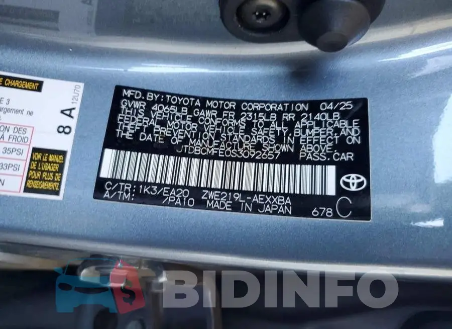 JTDBCMFE0S3092657 Photo# 13