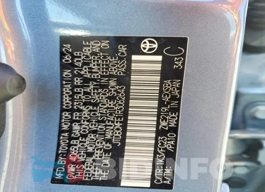 JTDBCMFE1R3062643 Photo# 12