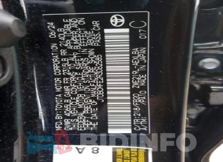 JTDBCMFE2R3062585 Photo# 12