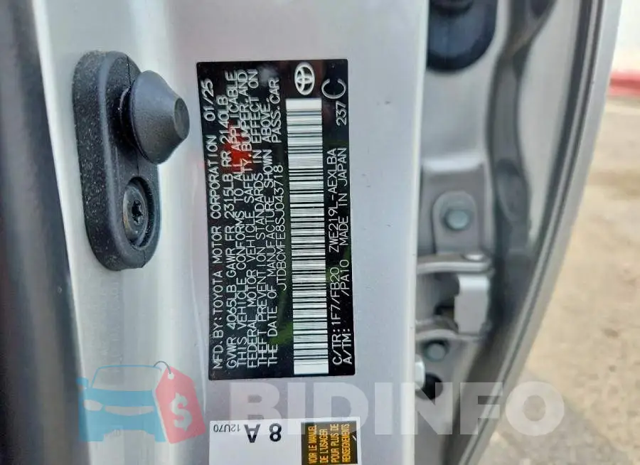 JTDBCMFE8SJ043718 Photo# 12