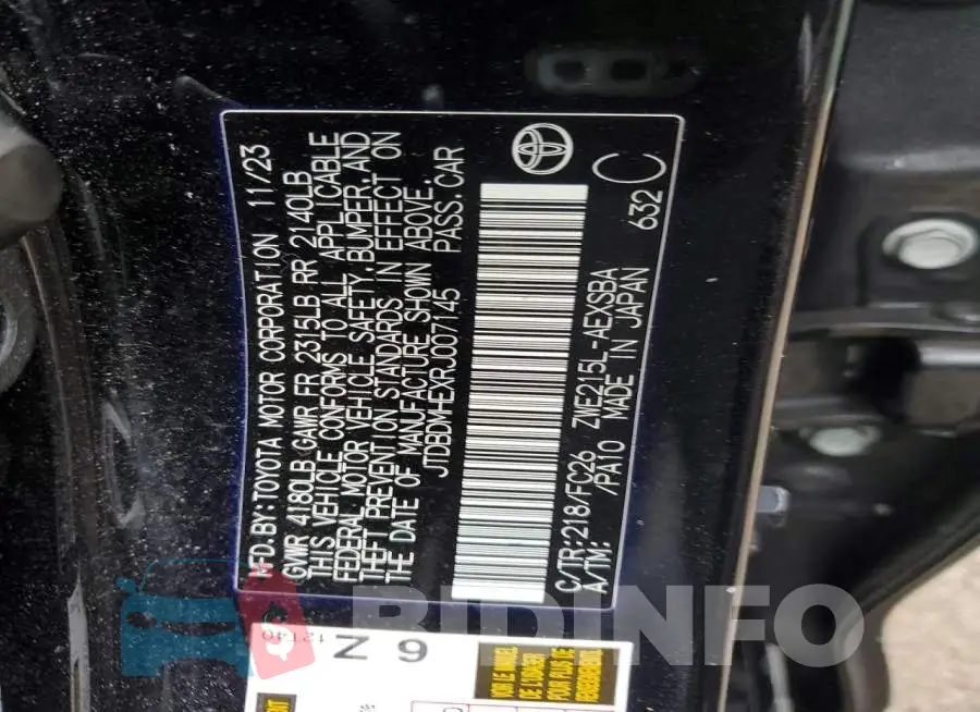 JTDBDMHEXRJ007145 Photo# 12