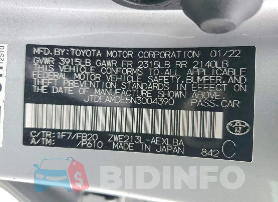 JTDEAMDE5N3004390 Photo# 12