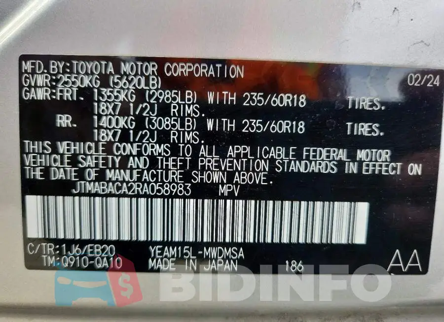 JTMABACA2RA058983 Photo# 14