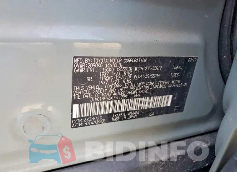 JTMC1RFV6KD511998 Photo# 13