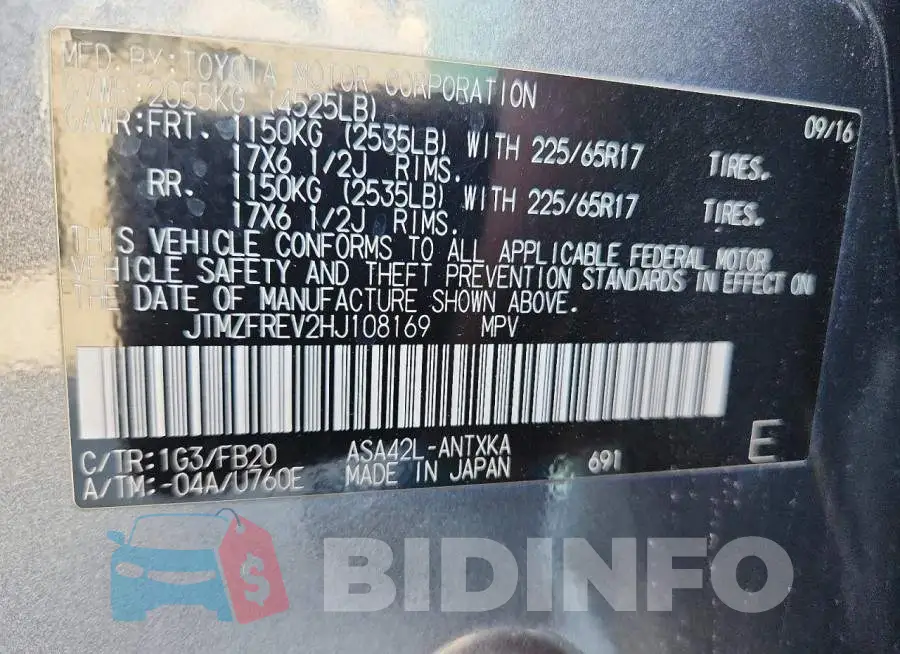 JTMZFREV2HJ108169 Photo# 14