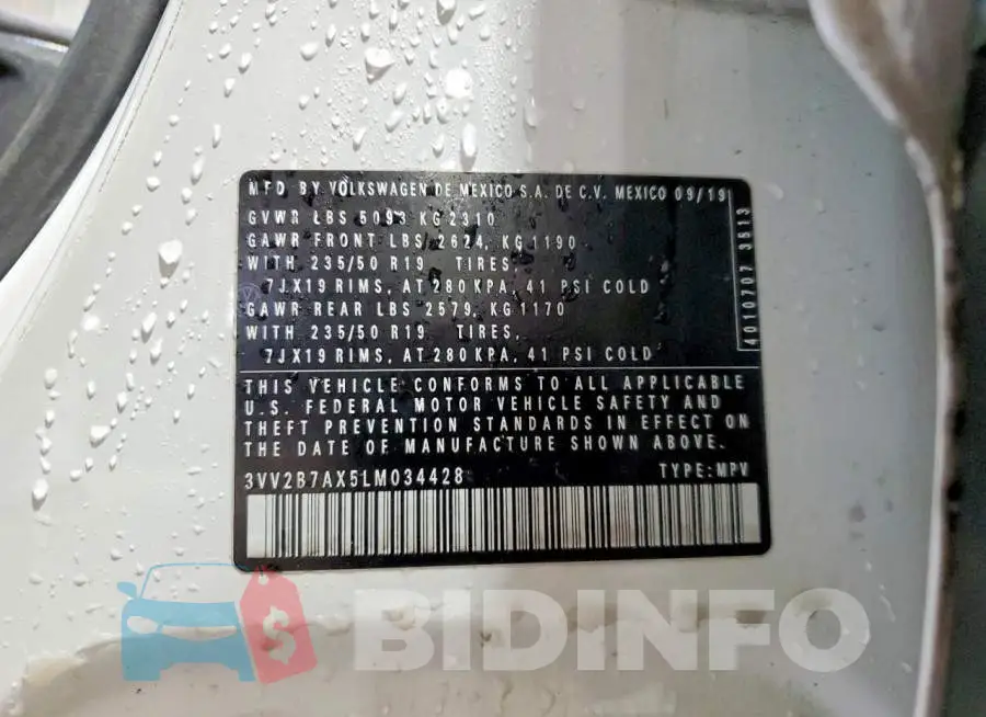 3VV2B7AX5LM034428 Photo# 13