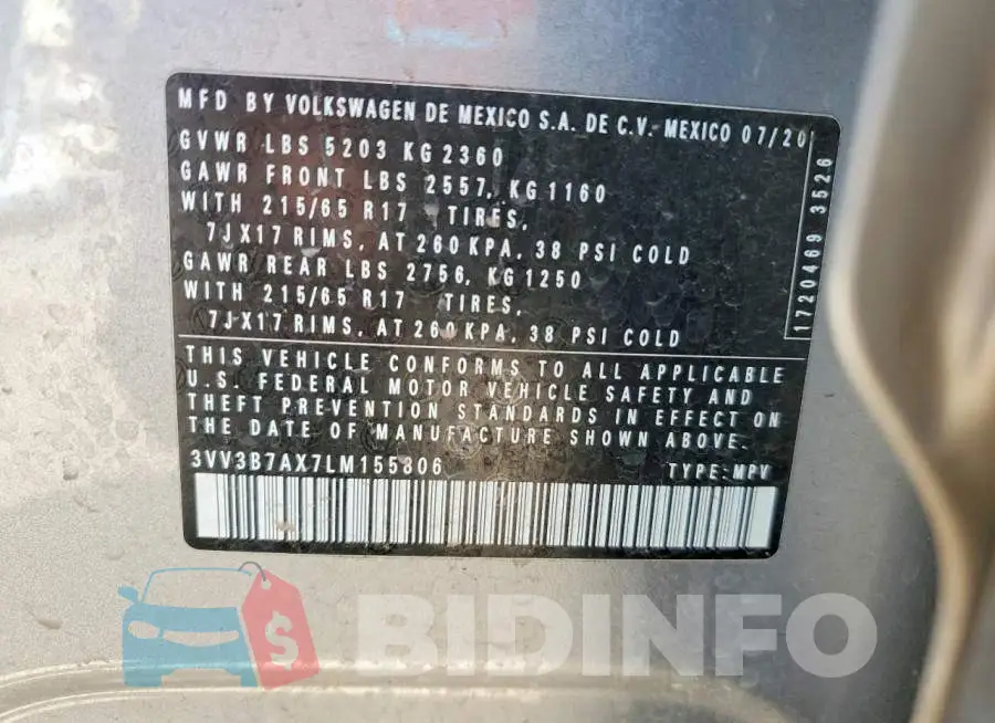 3VV3B7AX7LM155806 Photo# 13