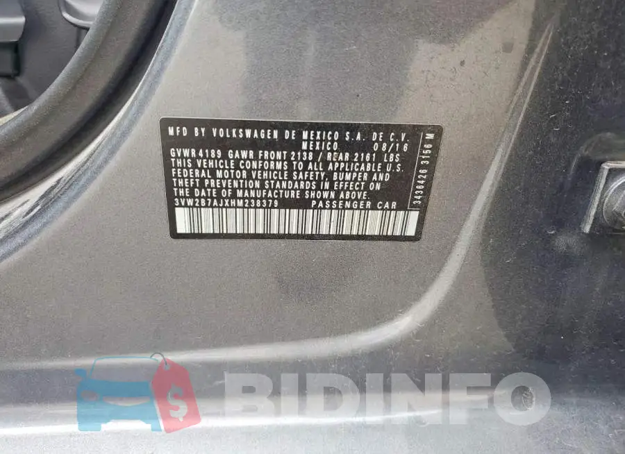 3VW2B7AJXHM238379 Photo# 12