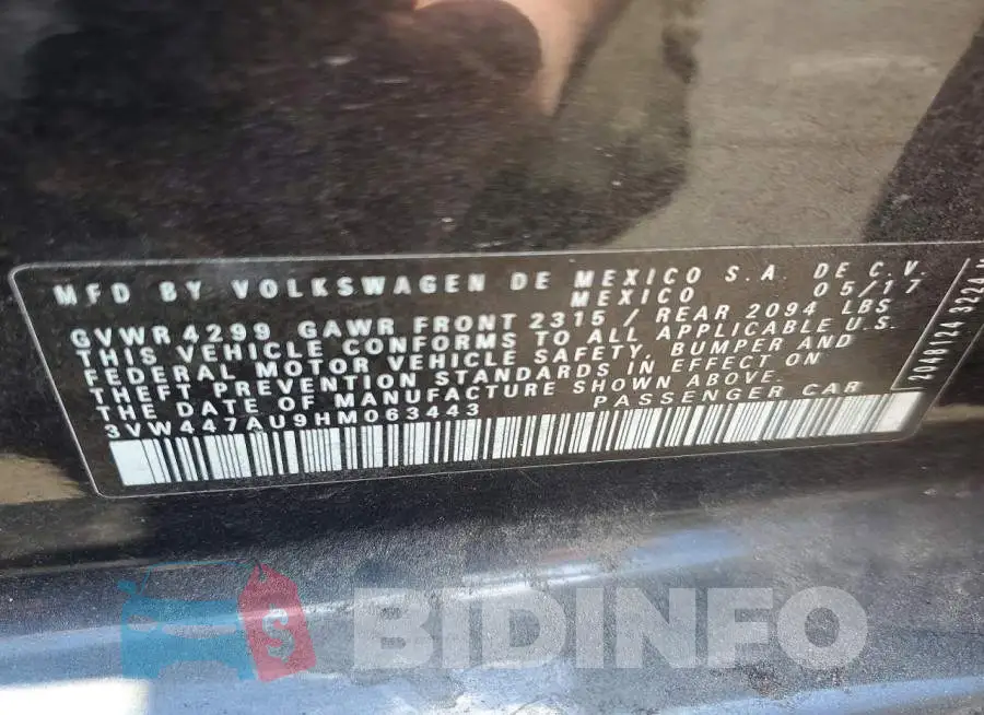 3VW447AU9HM063443 Photo# 12