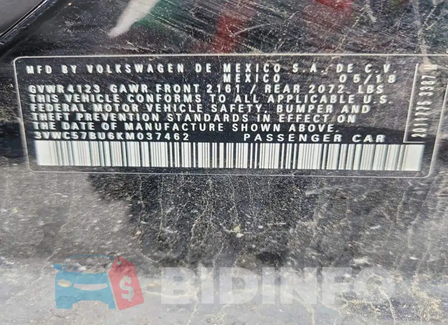 3VWC57BU6KM037462 Photo# 12
