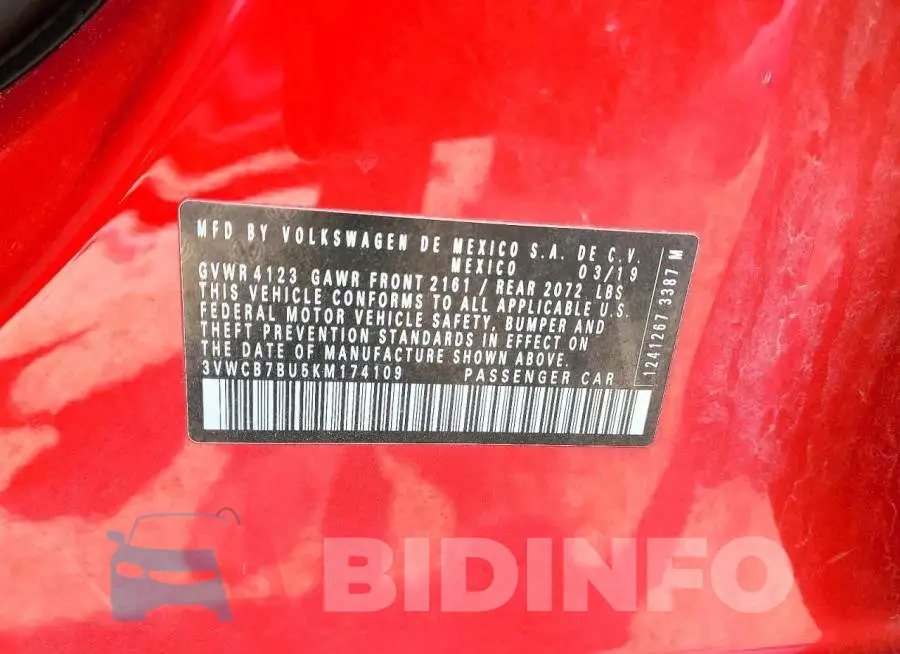 3VWCB7BU5KM174109 Photo# 12