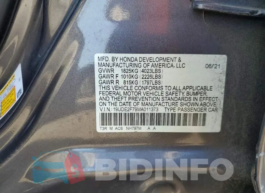 19UDE2F79MA011373 Photo# 12