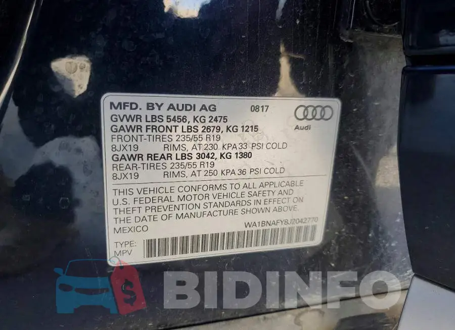 WA1BNAFY8J2042770 Photo# 14