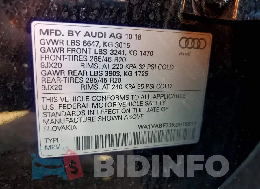 WA1VABF73KD015813 Photo# 13