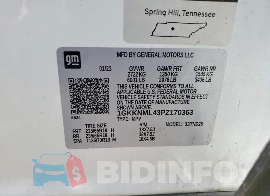 1GKKNML43PZ170363 Photo# 14
